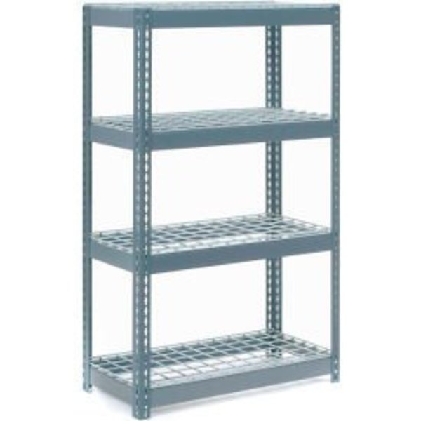 Global Equipment Extra Heavy Duty Shelving 36"W x 24"D x 72"H With 4 Shelves, Wire Deck, Gry 717236
